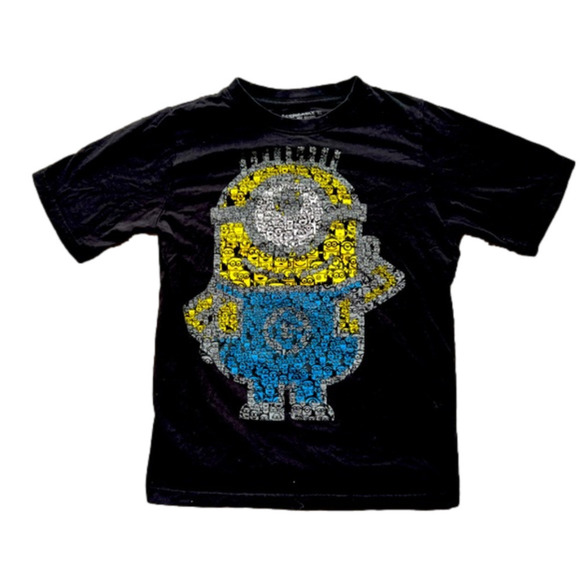 Minions Despicable Me Youth medium Black Short Graphic Sleeved Top - Picture 1 of 3